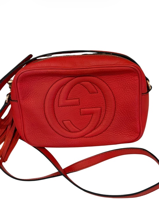 Handbags - Gucci Soho Disco Crossbody Bag Red Pebbled Leather Tassel Camera Bag Gold Hardwa